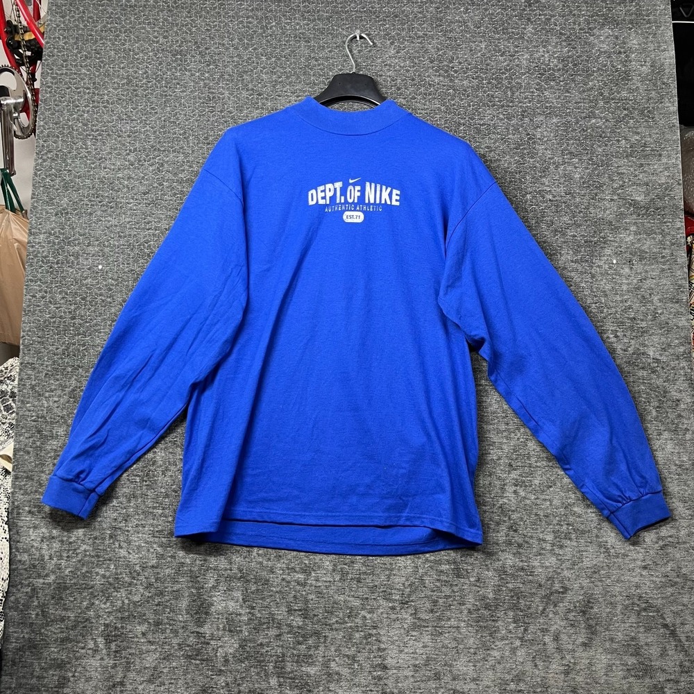 Nike Long Sleeve T-Shirt Men Large Blue Good Vintage 90s USA Made 680354-908
